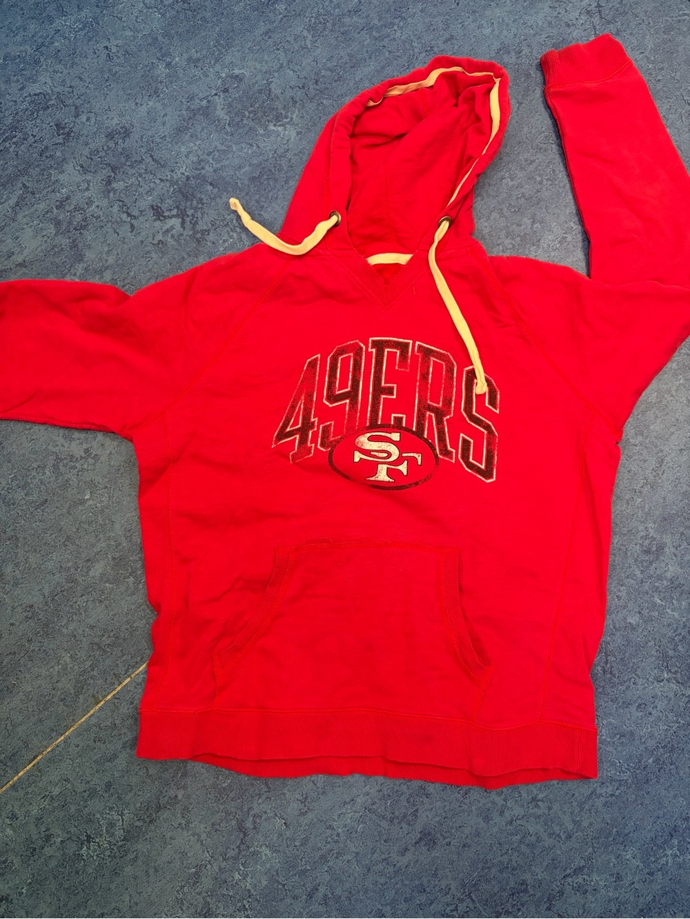 NFL San Francisco 49ers Red Crewneck Hoodie with  Drawcords